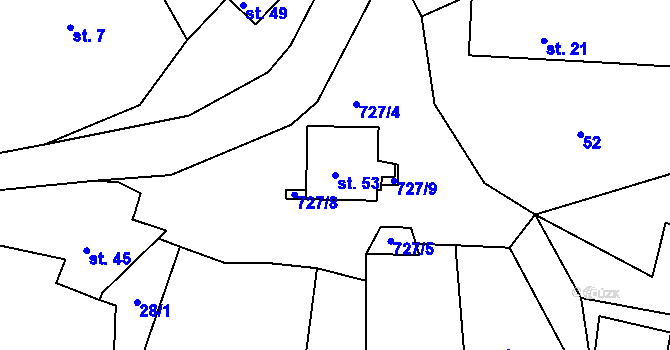 Parcela st. 53 v KÚ Pukšice, Katastrální mapa
