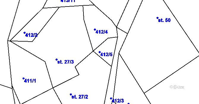 Parcela st. 412/5 v KÚ Pukšice, Katastrální mapa