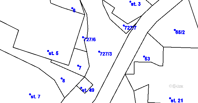 Parcela st. 727/3 v KÚ Pukšice, Katastrální mapa