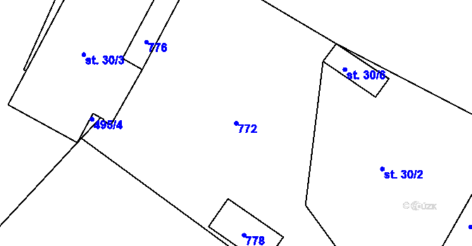 Parcela st. 772 v KÚ Pukšice, Katastrální mapa