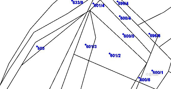 Parcela st. 601/3 v KÚ Pukšice, Katastrální mapa