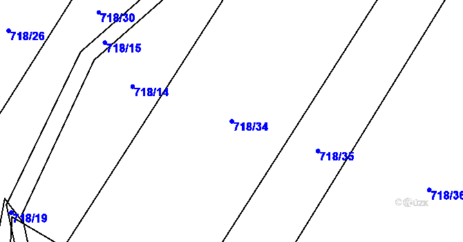 Parcela st. 718/34 v KÚ Pukšice, Katastrální mapa
