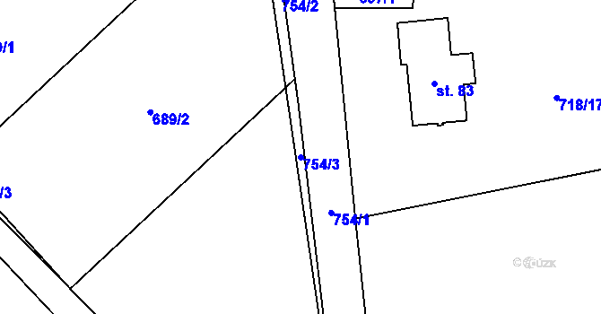 Parcela st. 754/3 v KÚ Pukšice, Katastrální mapa