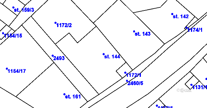 Parcela st. 144 v KÚ Uhelná Příbram, Katastrální mapa