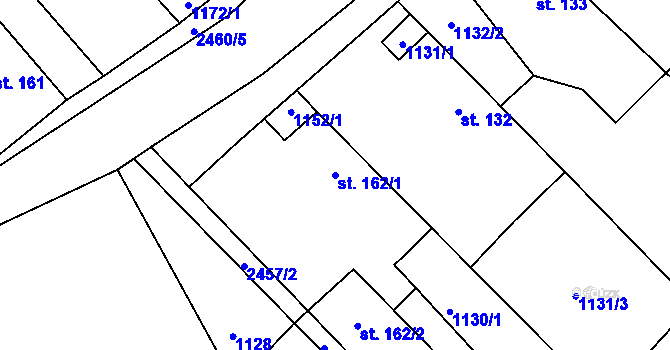 Parcela st. 162/1 v KÚ Uhelná Příbram, Katastrální mapa