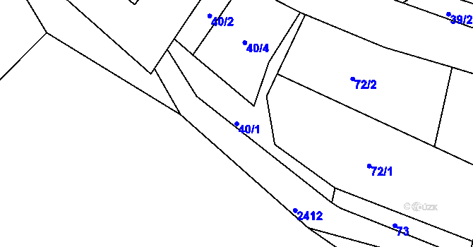 Parcela st. 40/1 v KÚ Uhelná Příbram, Katastrální mapa