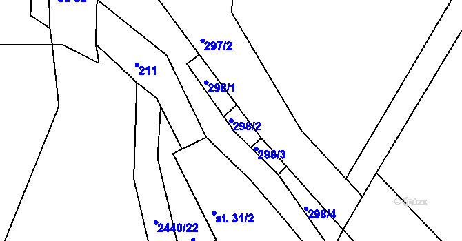 Parcela st. 298/2 v KÚ Uhelná Příbram, Katastrální mapa
