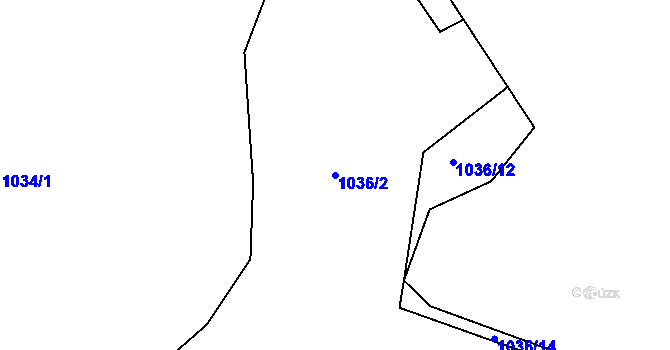 Parcela st. 1036/2 v KÚ Uhelná Příbram, Katastrální mapa