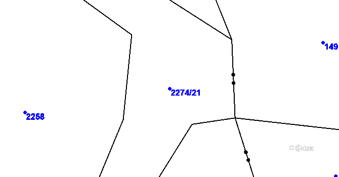 Parcela st. 2274/21 v KÚ Uhelná Příbram, Katastrální mapa