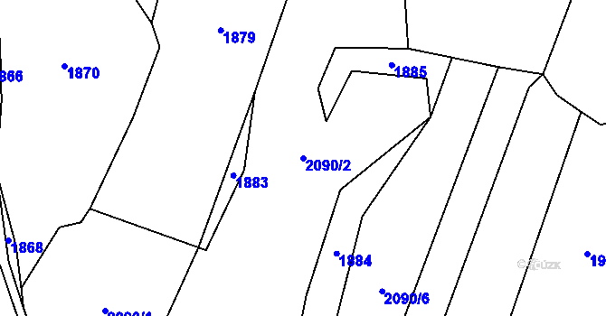 Parcela st. 2090/2 v KÚ Uhelná Příbram, Katastrální mapa