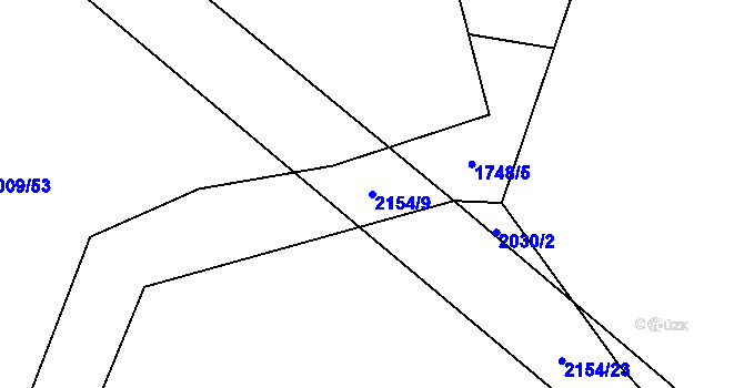 Parcela st. 2154/9 v KÚ Uhelná Příbram, Katastrální mapa