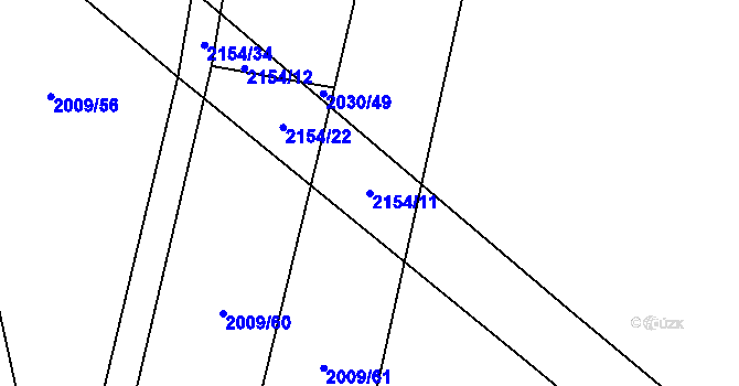 Parcela st. 2154/11 v KÚ Uhelná Příbram, Katastrální mapa