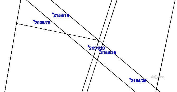 Parcela st. 2154/20 v KÚ Uhelná Příbram, Katastrální mapa