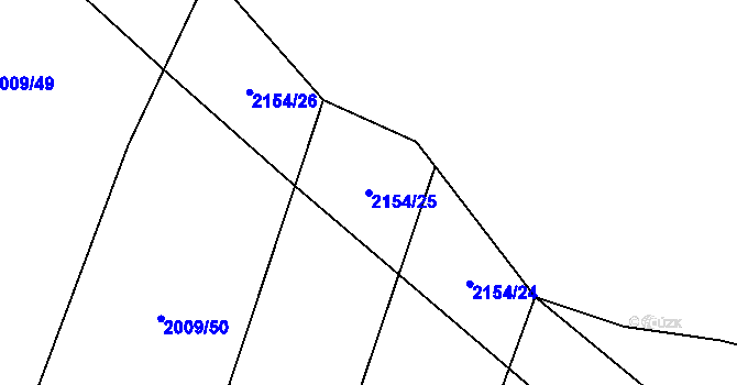 Parcela st. 2154/25 v KÚ Uhelná Příbram, Katastrální mapa