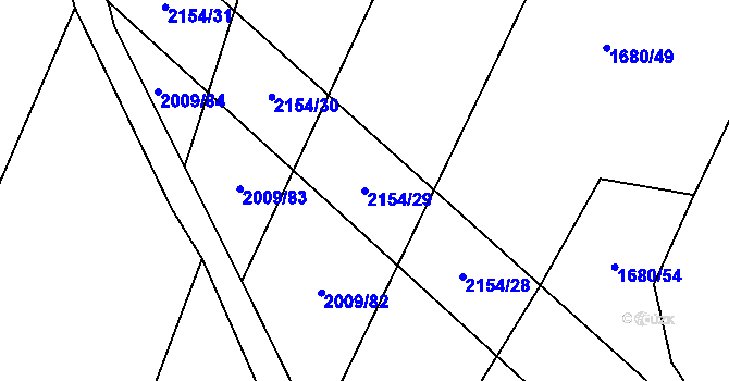 Parcela st. 2154/29 v KÚ Uhelná Příbram, Katastrální mapa