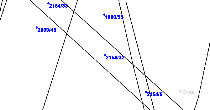 Parcela st. 2154/32 v KÚ Uhelná Příbram, Katastrální mapa