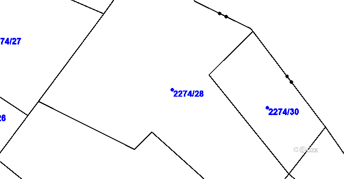 Parcela st. 2274/28 v KÚ Uhelná Příbram, Katastrální mapa