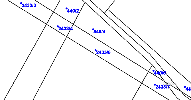 Parcela st. 2433/6 v KÚ Uhelná Příbram, Katastrální mapa
