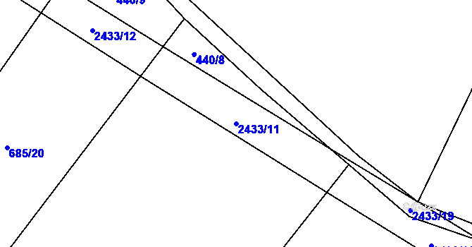 Parcela st. 2433/11 v KÚ Uhelná Příbram, Katastrální mapa
