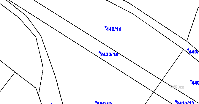 Parcela st. 2433/14 v KÚ Uhelná Příbram, Katastrální mapa