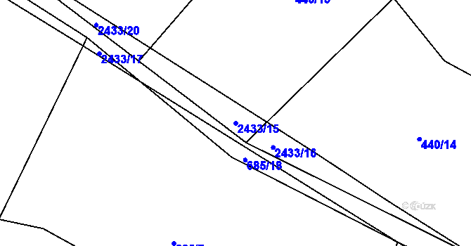 Parcela st. 2433/15 v KÚ Uhelná Příbram, Katastrální mapa