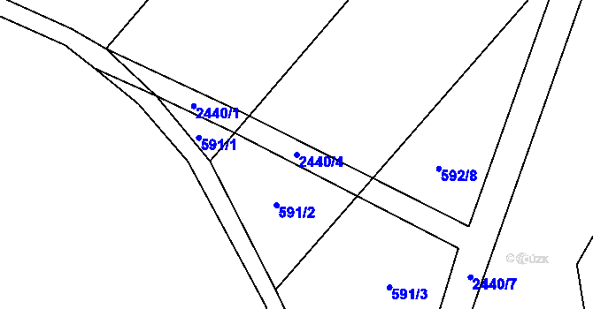 Parcela st. 2440/4 v KÚ Uhelná Příbram, Katastrální mapa