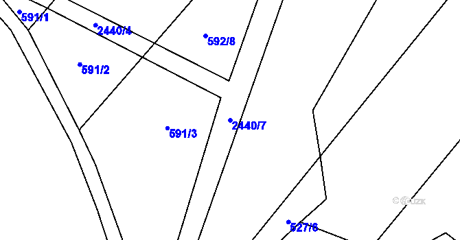 Parcela st. 2440/7 v KÚ Uhelná Příbram, Katastrální mapa
