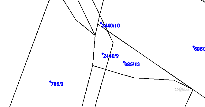 Parcela st. 2440/9 v KÚ Uhelná Příbram, Katastrální mapa