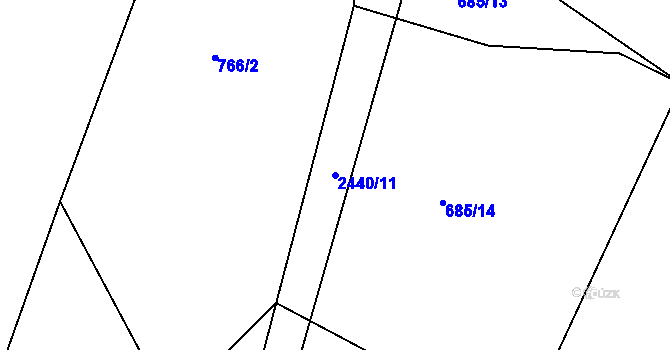 Parcela st. 2440/11 v KÚ Uhelná Příbram, Katastrální mapa