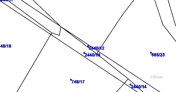 Parcela st. 2440/12 v KÚ Uhelná Příbram, Katastrální mapa