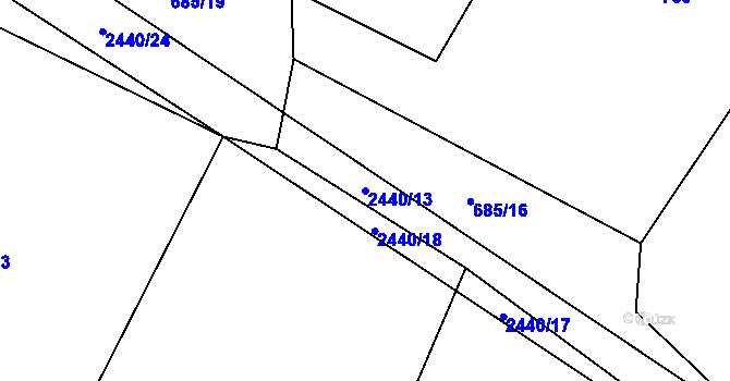 Parcela st. 2440/13 v KÚ Uhelná Příbram, Katastrální mapa