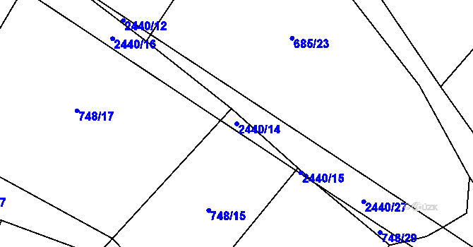 Parcela st. 2440/14 v KÚ Uhelná Příbram, Katastrální mapa