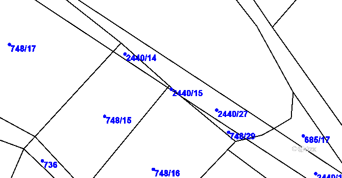 Parcela st. 2440/15 v KÚ Uhelná Příbram, Katastrální mapa