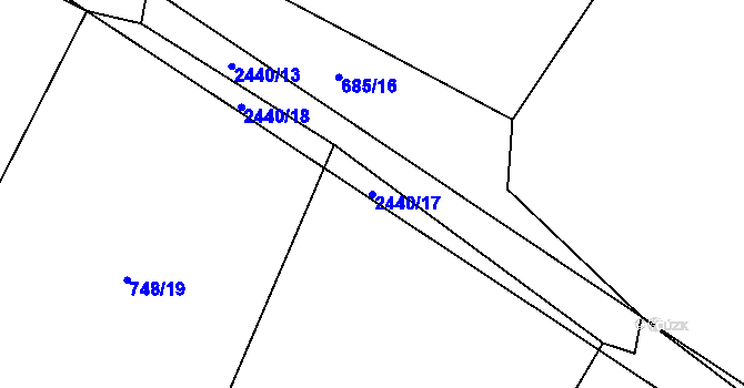 Parcela st. 2440/17 v KÚ Uhelná Příbram, Katastrální mapa