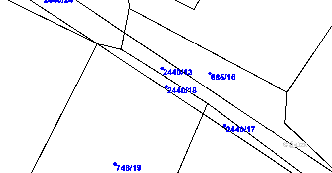 Parcela st. 2440/18 v KÚ Uhelná Příbram, Katastrální mapa