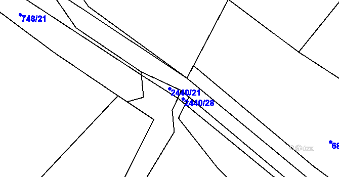 Parcela st. 2440/21 v KÚ Uhelná Příbram, Katastrální mapa