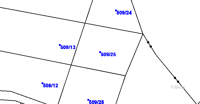 Parcela st. 509/25 v KÚ Uhelná Příbram, Katastrální mapa