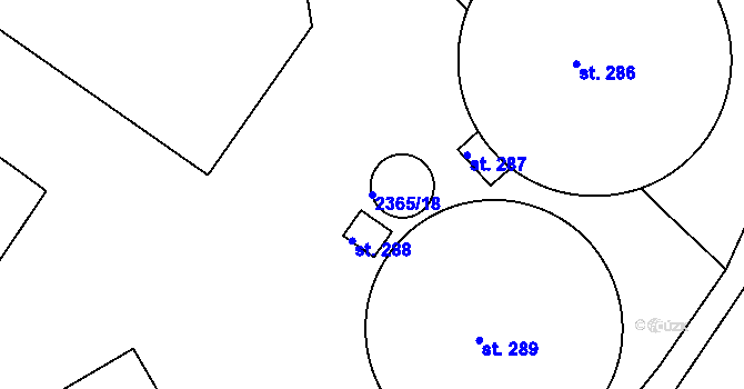 Parcela st. 2365/18 v KÚ Uhelná Příbram, Katastrální mapa