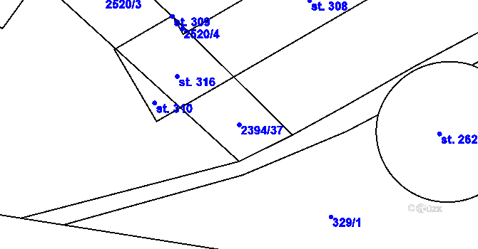 Parcela st. 2394/37 v KÚ Uhelná Příbram, Katastrální mapa