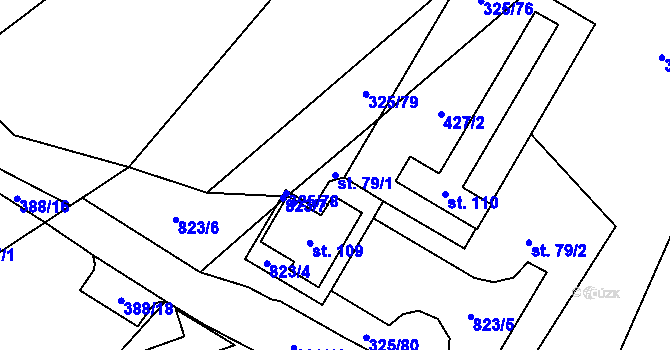Parcela st. 79/1 v KÚ Úhelnice, Katastrální mapa