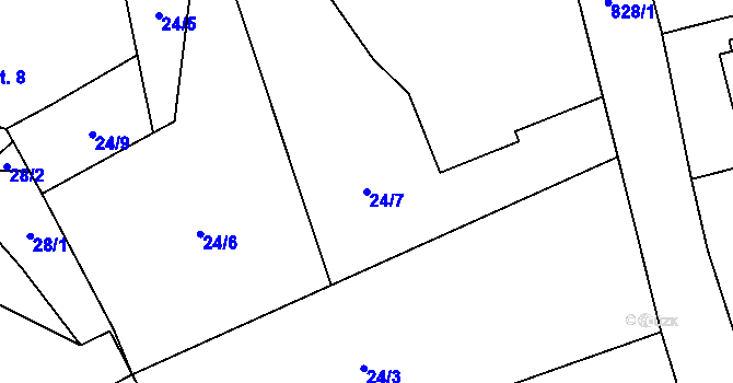 Parcela st. 24/7 v KÚ Úhelnice, Katastrální mapa