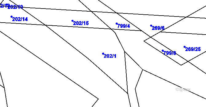 Parcela st. 202/1 v KÚ Úhelnice, Katastrální mapa