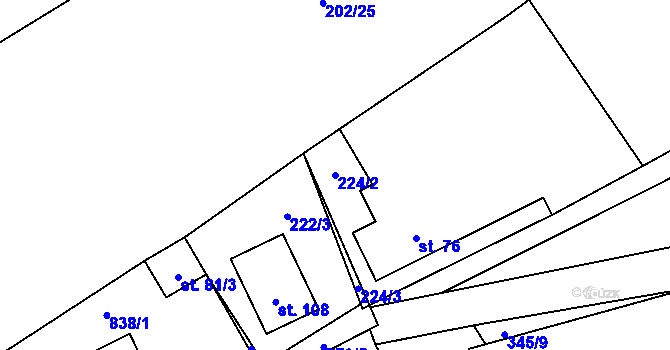 Parcela st. 224/2 v KÚ Úhelnice, Katastrální mapa