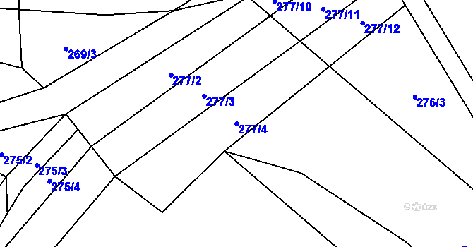 Parcela st. 277/4 v KÚ Úhelnice, Katastrální mapa