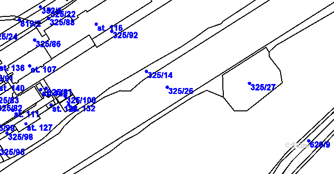 Parcela st. 325/26 v KÚ Úhelnice, Katastrální mapa