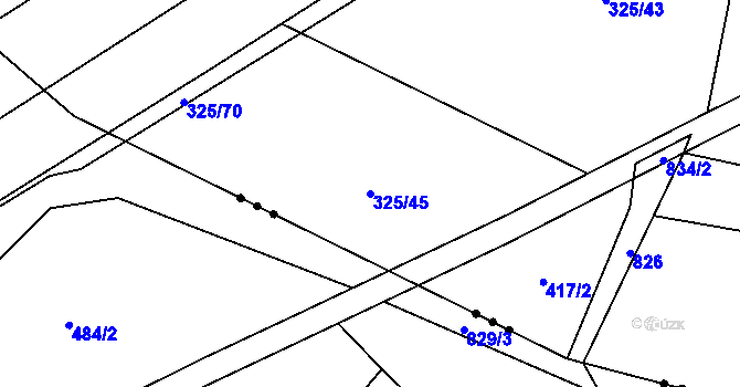 Parcela st. 325/45 v KÚ Úhelnice, Katastrální mapa