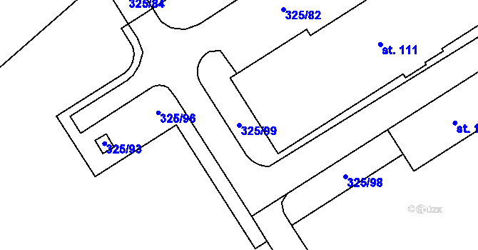 Parcela st. 325/99 v KÚ Úhelnice, Katastrální mapa