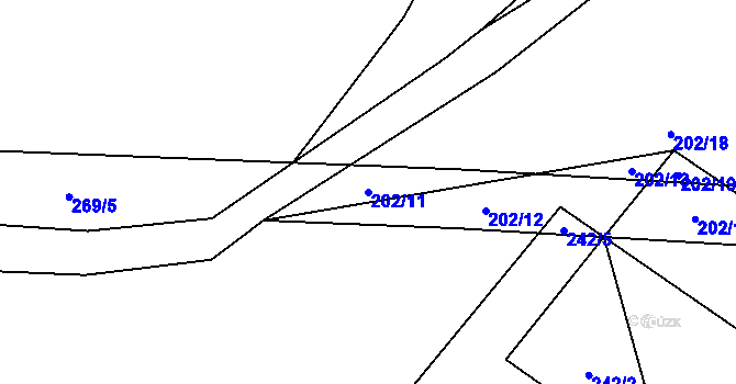 Parcela st. 202/11 v KÚ Úhelnice, Katastrální mapa