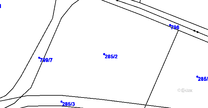Parcela st. 285/2 v KÚ Úhelnice, Katastrální mapa