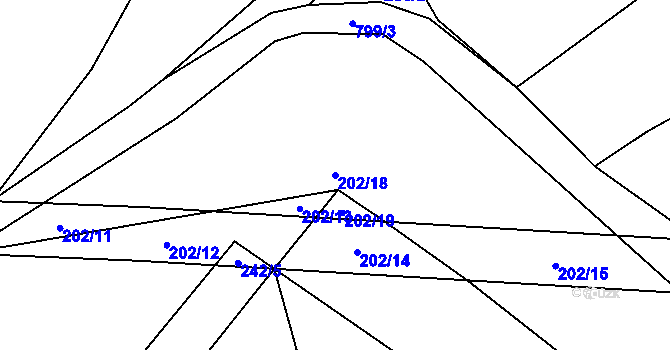 Parcela st. 202/18 v KÚ Úhelnice, Katastrální mapa